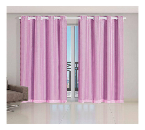 Cortina Blackout Corta 100% Luz Com Tecido Voil 2,70 X 1,80 Cor Rosa