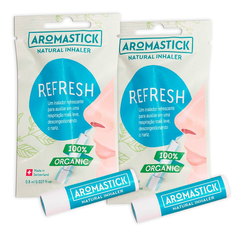 Aromastick Refresh Inalador Nasal Natural - Combo 2 Unidades