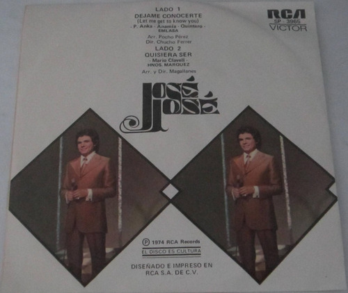 Jose Jose - Dejame Conocerte Single 7 (Usado)