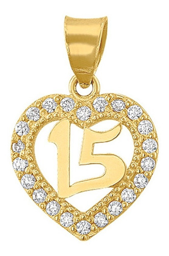 Imagen 1 de 1 de Dije  Mini Corazón 15 Años Circonias Oro 10k - 1643