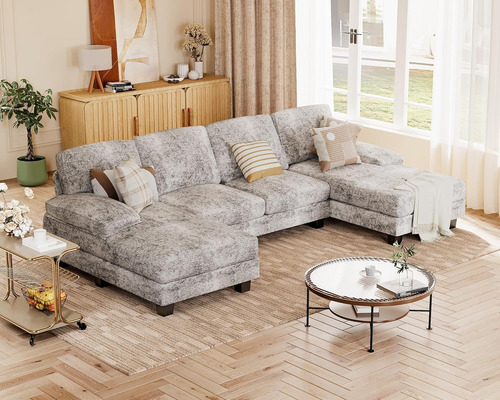 Sofa En U Tela 3 Pz Espacios Pequeños Moderno Tela Espuma