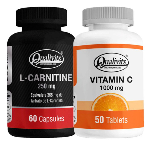 L Carnitina 250 Mg X 60 + Vitamina C 1000 Mg X 50 Qualivits Sabor Natural