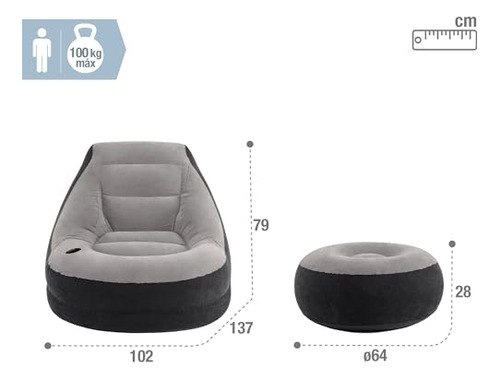Intex Inflable Ultra Lounge Con Otomana