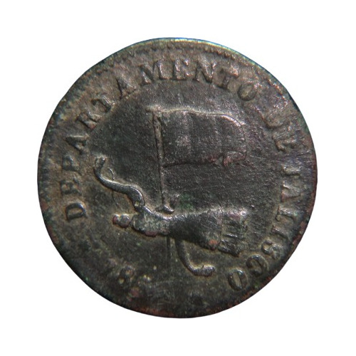 Moneda 1/8 Real 1859 Un Octavo Departamento Jalisco Cobre