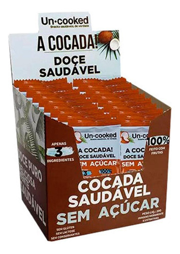 Cocada Sem Açúcar Uncooked (cx 28un De 20g)