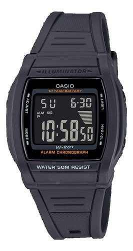 Reloj digital de caucho gris Casio W-201-1bvdf para hombre