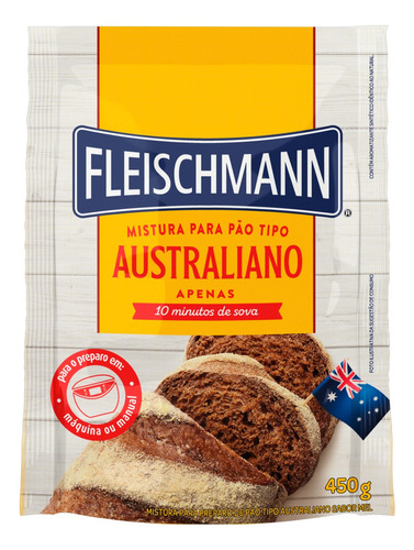 Pré-mistura de mistura para pão australiano mel Fleischmann integral 450 g 