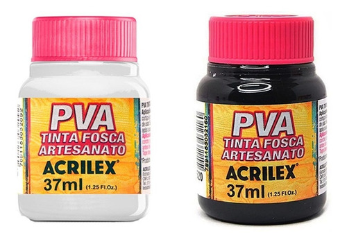 Kit Tinta Pva Preto E Branco 519 P/ Artesanato 37ml Acrilex