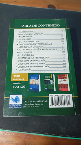 Urgencias Médicas -- Protocolo De Actuación (dr. Pabon Jose) (Usado)
