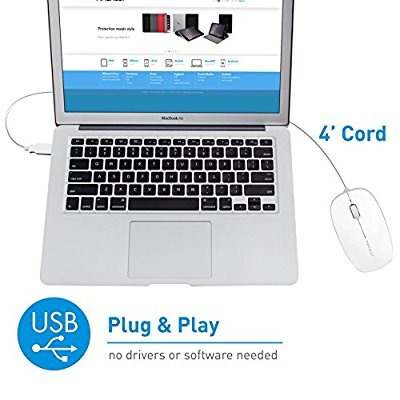Ratón Con Cable Óptico De 800 Dpi Macally 3 Botón Usb Con Ca