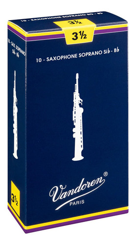 Palheta Vandoren Tradicional 3,5 Para Sax Soprano Com 10 Un