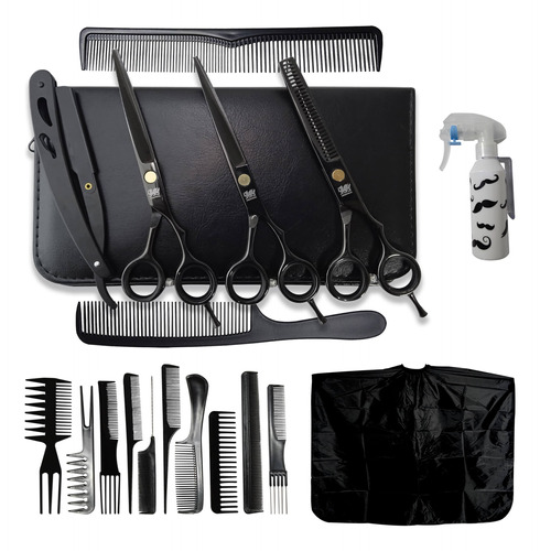 Kit Barbeiro 3 Tesouras Cabelo Profissionais Kit Pente Capa