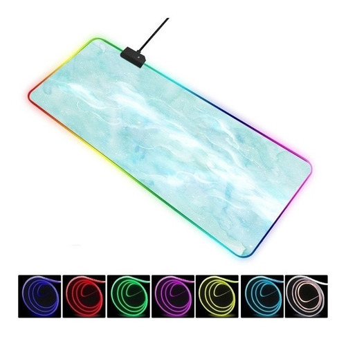 Mouse Pad Rgb Gamer Luz Led 80x30 Cm Retroiluminado Color Color Verde