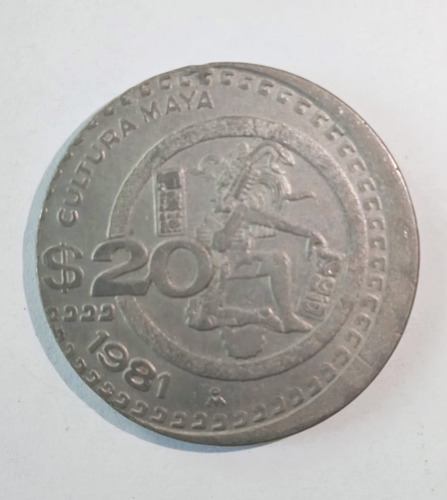 Moneda México 1981 Veinte Pesos Con Error De Acuñacion