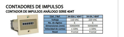 Contador De Impulsos Análago Serie 404t  220vac 