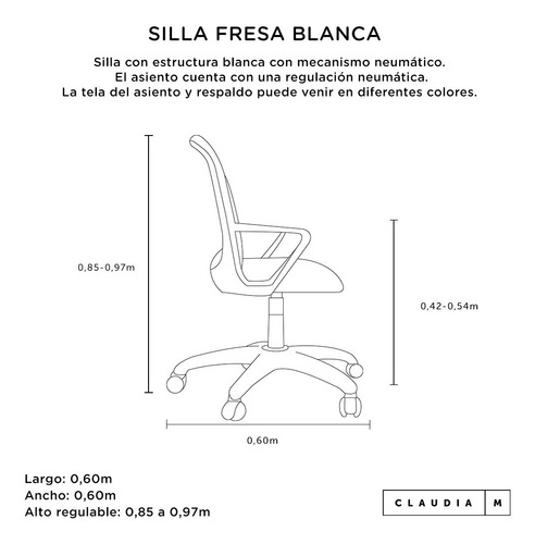 Silla Fresa Blanca Para Oficina De Escritorio Rossi Diseño
