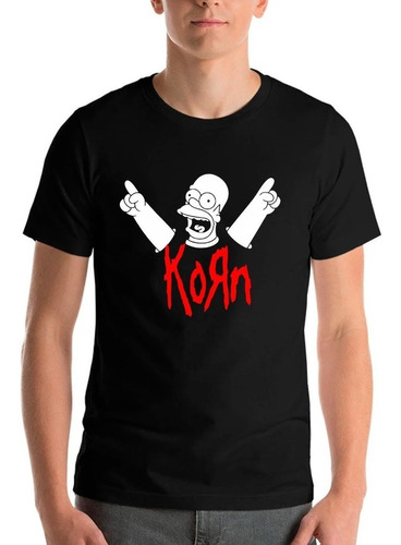 Polera Estampada Homero Simpsons Rock Korn Hombre Niño