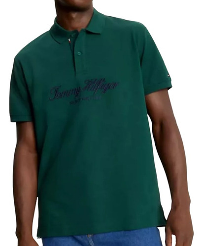 Remera Polo Tommy Hilfiger C/ Logo Bordado - Xxl -verde