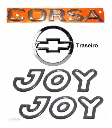 Emblemas Corsa Hatch + Joy Preto + Mala - 2003 À 2007