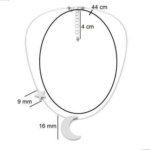 Imagen 3 de 9 de Collar Luna Estrella Plata 925 Mujer Agálea
