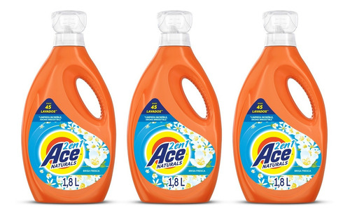 Imagen 9 de 9 de Pack 3 Botellas Detergente Ace Liquido Concentrado 1,8 Lt