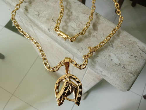 Corrente Cartier + Pingente De Moeda C/ Banho Ouro Dellicato