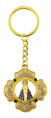 Chaveiro Nossa Senhora Aparecida Aura Pétala Dourada 4cm
