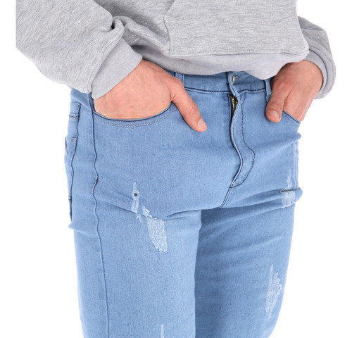 Jeans Pantalones Para Hombre Moda Skinny Claros Stretch