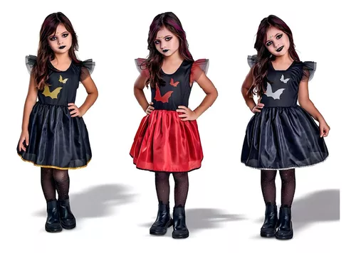 Fantasia Infantil Menina Festa Hallowen Dia das Bruxas Bruxinha Morcego  Vampiro Fofa Kit Barato Saia e Asa Luxo - Meimi Amores - Fantasias para  Crianças - Magazine Luiza