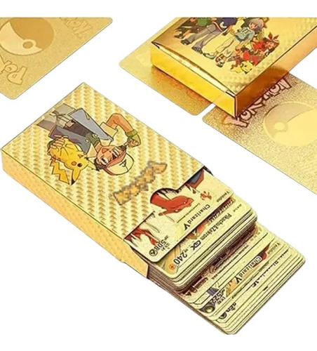 Cartas Coleccionables Pokemon Metalizadas 55und Doradas