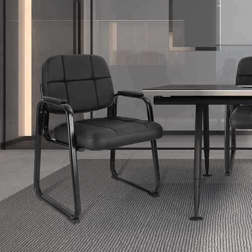 Silla De Invitados De Sala De Espera Con Reposabrazos Negro