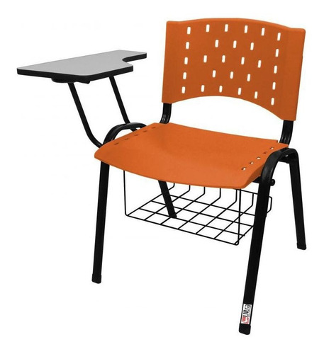 Cadeira Universitária Plástica Laranja Kit 5 Ultra Móveis