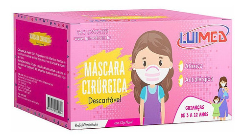 2 Máscara Infantil Dupla Desc  C/ 50 + Alcool Em Gel 60ml