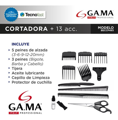 Imagen 4 de 8 de Cortadora Gama 562 13 Piezas Maquina Corta Pelo Patilla Gtia