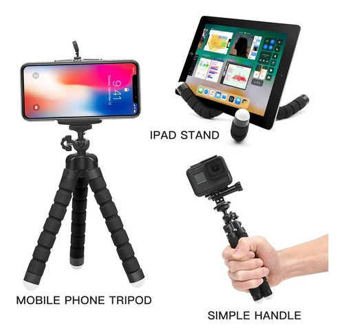 Imagem 2 de 7 de Tripé Mini Suporte Celular Flexível Selfies Câmera - Premium