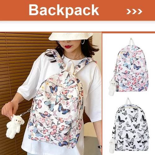 Apply To Mochila Casual Feminina Com Estampa De Borboleta