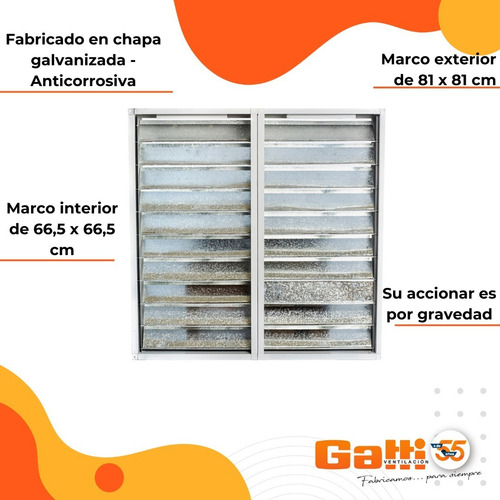 Persiana Metálica Movil Reforzada Extractor De Aire 75 Cm Baño/cocina Gatti Ventilación