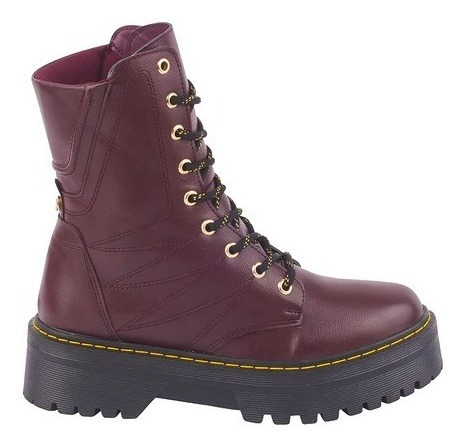 Botas Urbanas Color Tinto Tipo Piel Suela Chunky 467-61 