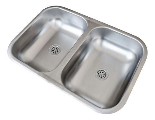 Pileta Doble Aisi 430 Acero Inoxidable 56x37x14cm Dh56