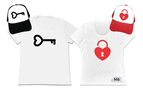 Camiseta Mas Gorra Set 2 Pajeras Enamorados Novios Esposos