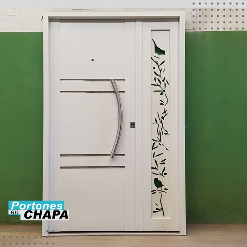 Puerta Exterior De 1.20 X 2.00 Con Postigo Fijo Decorado Gris Oscuro
