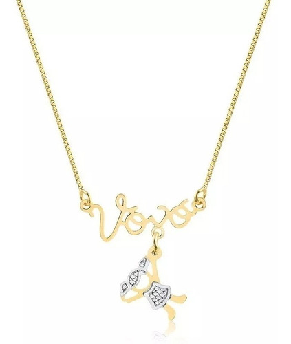 Colar Personalizado Vovó Com Um Pingente De Neta Cor Dourado