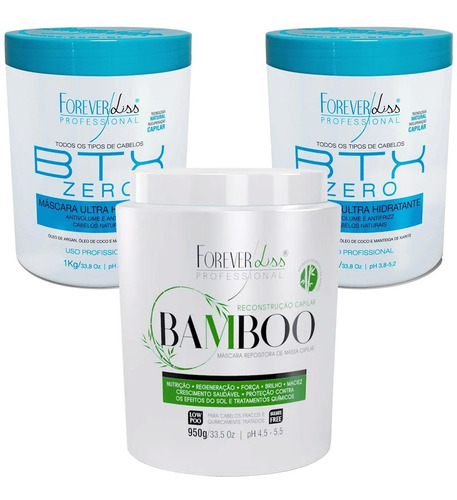 Kit Profissional Forever Liss Mascara Bamboo E 2 Btox Zero