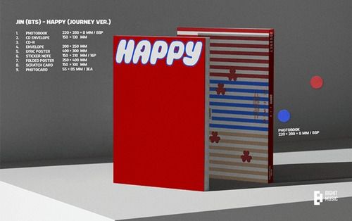 Jin (bts) 'happy' (random) Journey (vermelho)