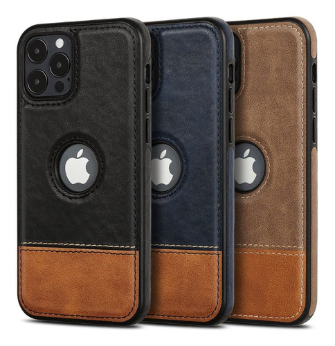 Funda Mikki Bicolor Para iPhone Tipo Piel Leather Case