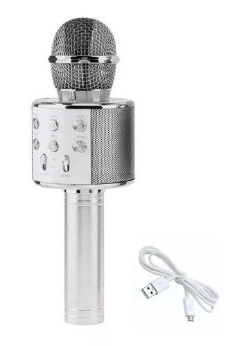 Microfono Karaoke Bluetooth Inalambrico Parlante Recargabe Color Plateado