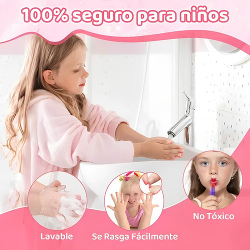 Juego De Maquillaje Lavable Real Kits De Belleza Para Niños