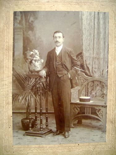 Antigua Foto Bigote Manubrio Sombrero Canotier 1910 Boedo