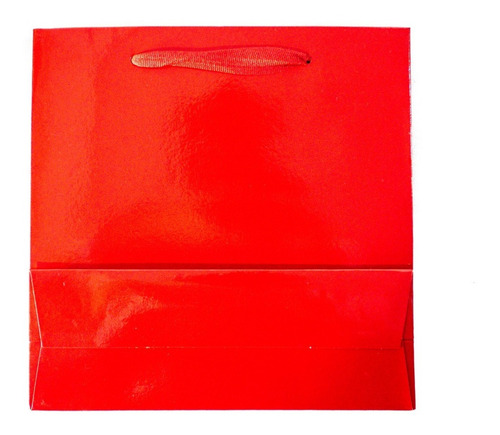 Bolsa Cartulina Roja Laminada 22x8x22 Con Manija X50