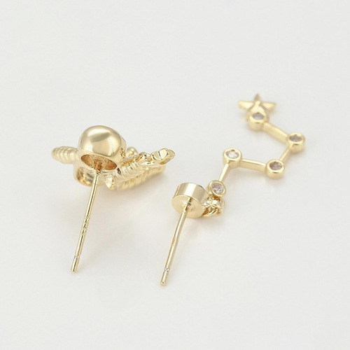 Bellos Aretes Astronauta Estrellas Swarovski Oro 14k Lam